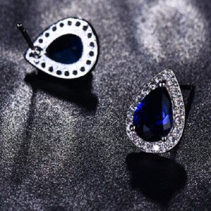 Blue Sapphire Pear Cut Stud Earrings